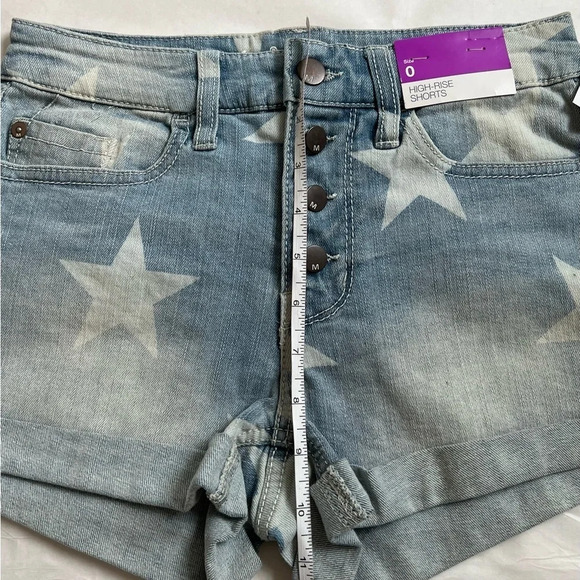 MOSSIMO Women's High Rise USA Stars Blue Jeans Jean Shorts Size 0 NWT - Picture 4 of 5